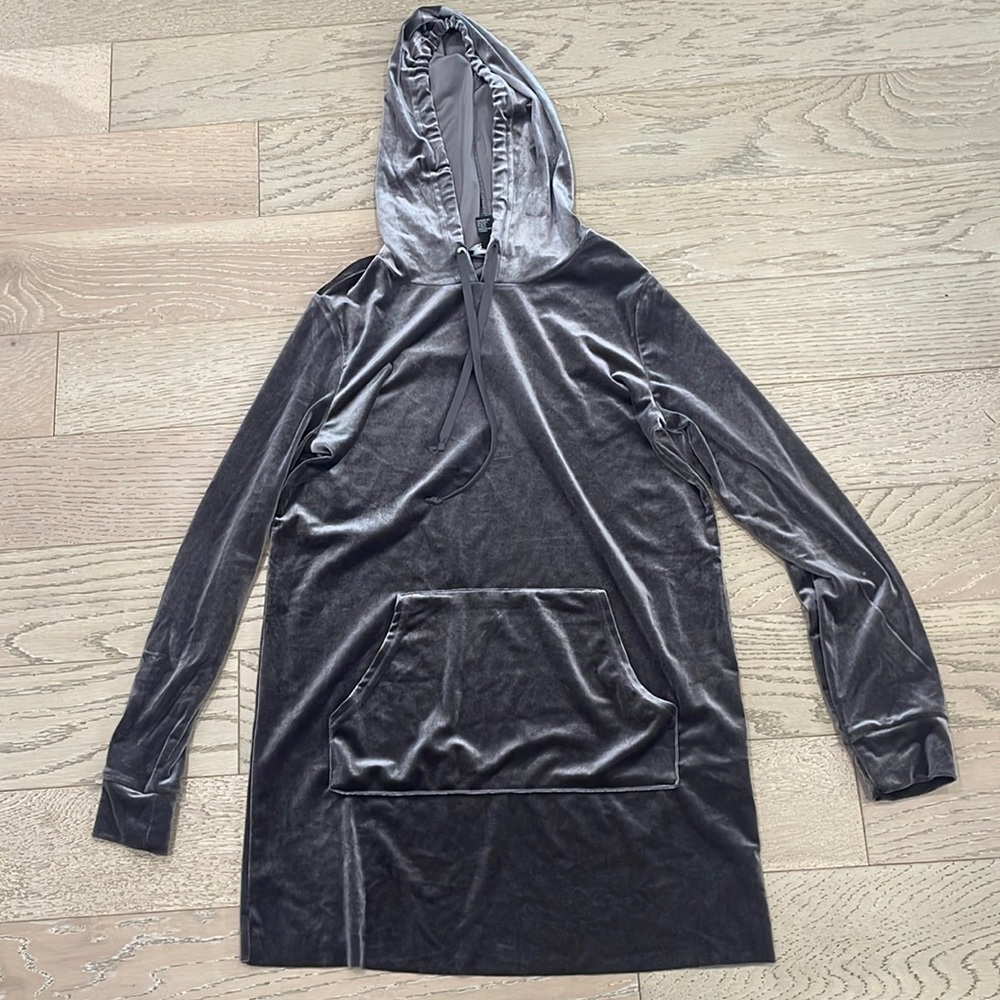 Forever 21 Gray Velvet Hoodie Dress